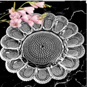 vintage indiana glass co hobnail deviled egg plate clear glass 15 eggs 11 